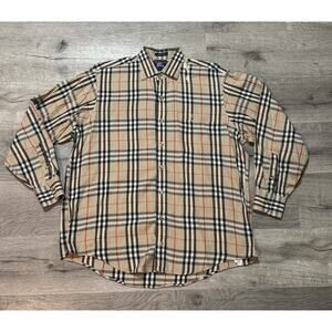 Burberry London Nova Check Shirt Size L 100% Cotton Long Sleeve Button Up READ